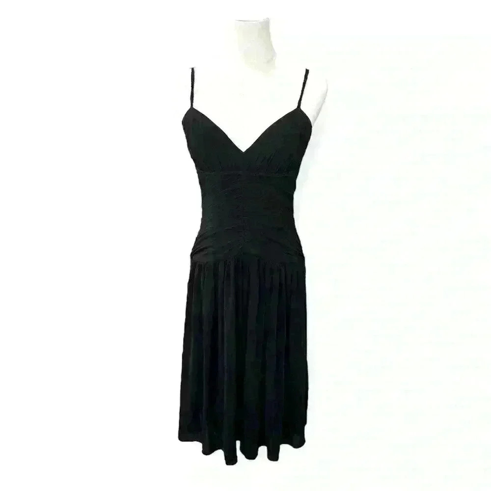 BCBGMAXAZRIA Women’s Black Ruched Open Back Dress Size Small